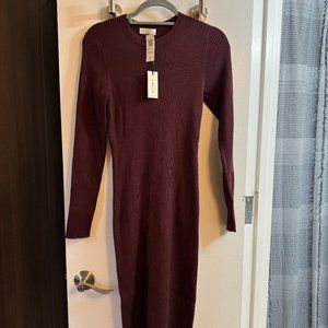 Aritzia Babaton Ribbed Maroon Dumas Dress Medium